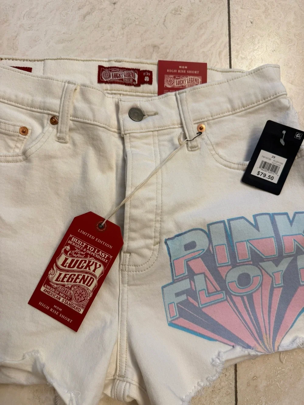 Lucky Brand Pink Floyd High Rise Mom Short